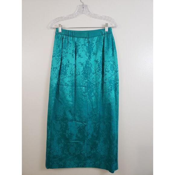 N4) VTG Nah Nah Collection Womens Suit Skirt Set Size 8 Padded Blazer Green USA - Picture 12 of 16